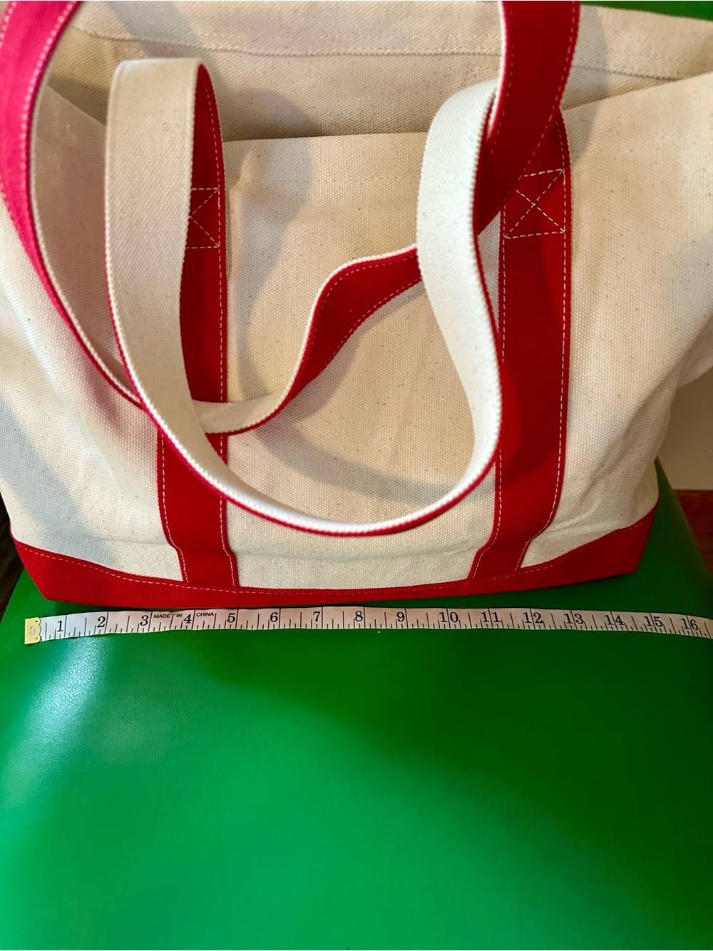 Lucky Brand Cream Canvas Tote with Red Accents - Picture 4 of 7